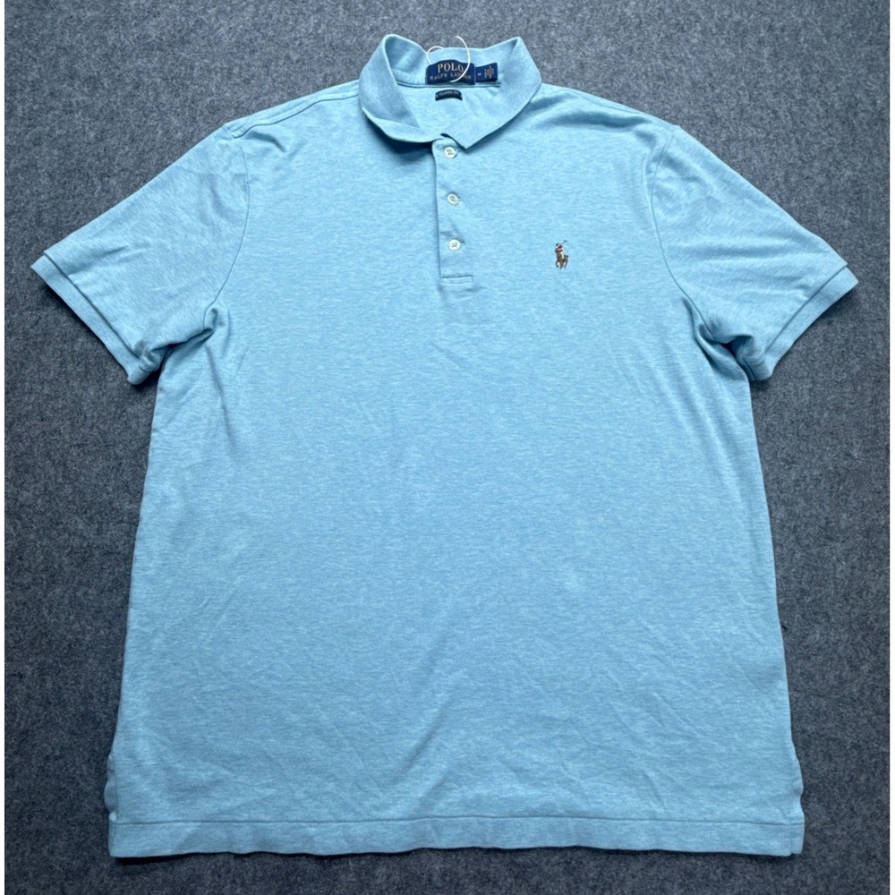 Polo Ralph Lauren Classic Fit Mens M Logo Embroidered Polo Shirt Blue